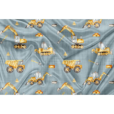 Printed Cuddle Minky Construction Jaune - PRINT IN QUEBEC IN OUR WORKSHOP
